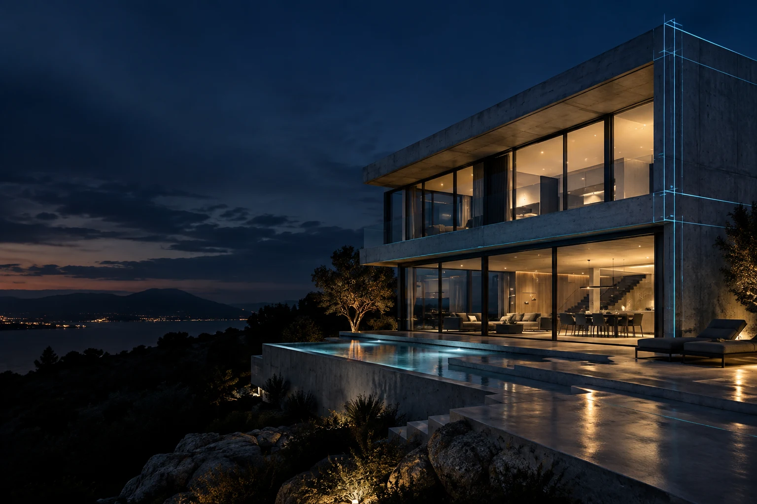 Concept of a contemporary home with an as-built measurement overlay